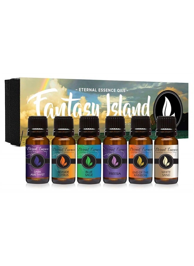 Eternal Essence Oils - Fantasy Island - Gift Set of 6 Premium Fragrance Oils - Freesia, Dark Amethyst, Blue Sage, End of The Rainbow, White Sand, Seaside Citrus - Eternal Essence Oils - Image 1