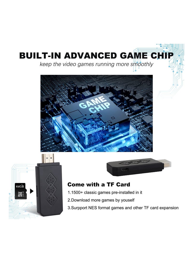 Captaintech Wireless Mini Retro Game Console, 1500 Classic Games Handheld Classic Video Games Console Portable Gaming Device Compact Gaming Console with 2 Wireless Controllers for Family Fun Entertainment - Image 4