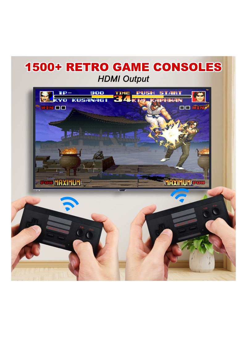 Captaintech Wireless Mini Retro Game Console, 1500 Classic Games Handheld Classic Video Games Console Portable Gaming Device Compact Gaming Console with 2 Wireless Controllers for Family Fun Entertainment - Image 2