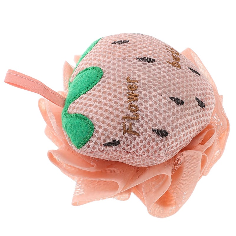 Korean Style Strawberry Shower Sponge Double Sided Mesh Exfoliating Body Scrubber For Adults - Image 2