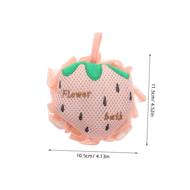 Korean Style Strawberry Shower Sponge Double Sided Mesh Exfoliating Body Scrubber For Adults - Image 3