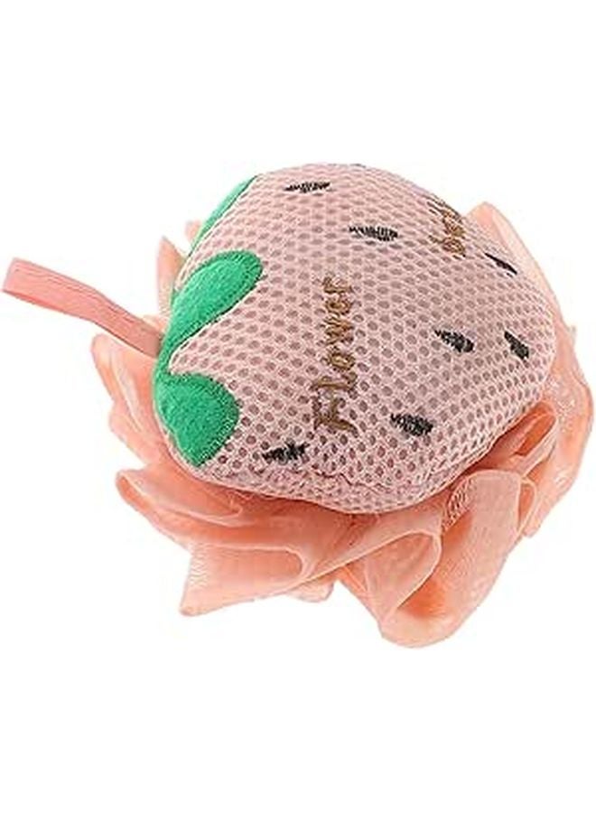 Korean Style Strawberry Shower Sponge Double Sided Mesh Exfoliating Body Scrubber For Adults - Image 1