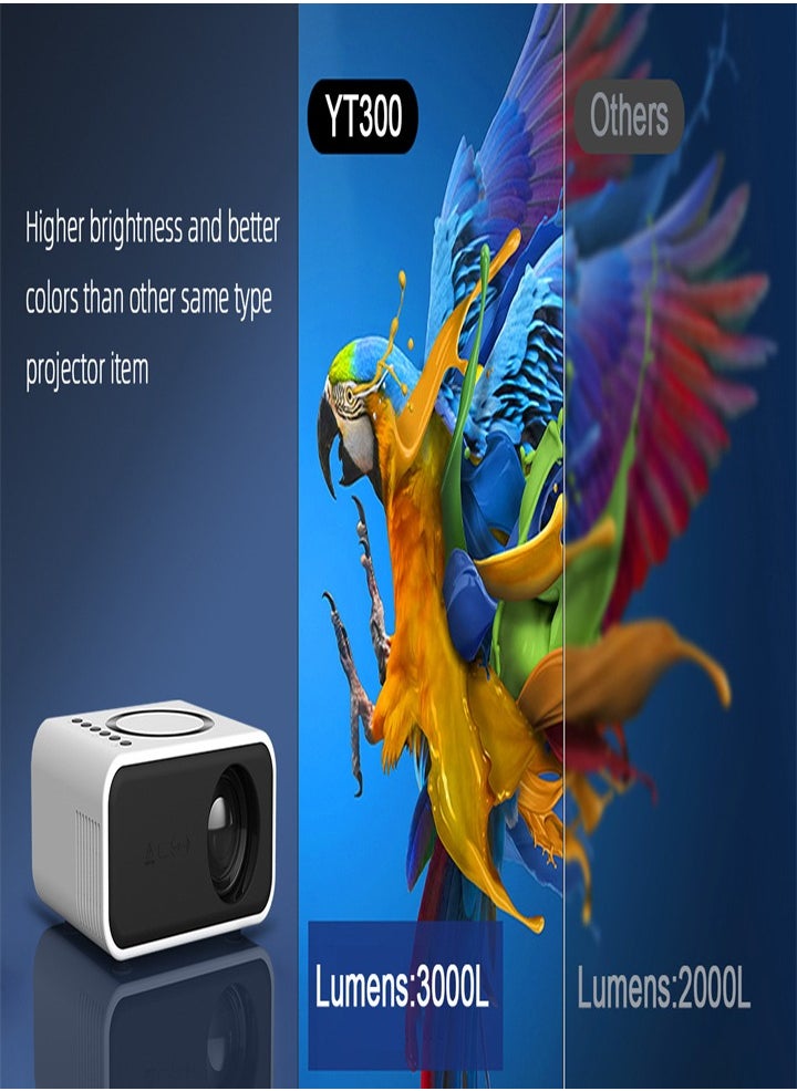 ماركة غير محددة - جهاز عرض LCD محمول يدعم دقة Full HD، مسرح منزلي، جهاز عرض صغير، يدعم شاشة متزامنة سلكية/لاسلكية - أبيض - Image 1