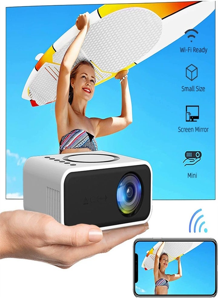 ماركة غير محددة - جهاز عرض LCD محمول يدعم دقة Full HD، مسرح منزلي، جهاز عرض صغير، يدعم شاشة متزامنة سلكية/لاسلكية - أبيض - Image 1