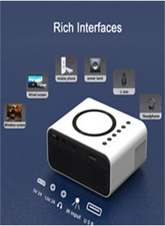 ماركة غير محددة جهاز عرض LCD محمول يدعم دقة Full HD، مسرح منزلي، جهاز عرض صغير، يدعم شاشة متزامنة سلكية/لاسلكية - أبيض  - Image 2