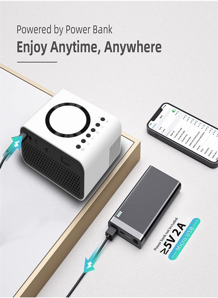 ماركة غير محددة - جهاز عرض LCD محمول يدعم دقة Full HD، مسرح منزلي، جهاز عرض صغير، يدعم شاشة متزامنة سلكية/لاسلكية - أبيض - Image 1