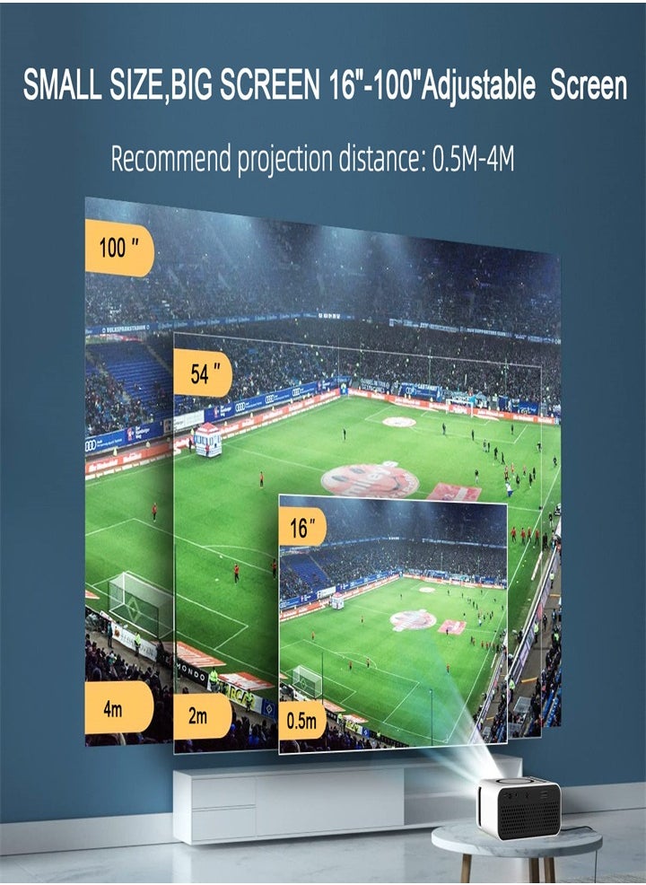 ماركة غير محددة - جهاز عرض LCD محمول يدعم دقة Full HD، مسرح منزلي، جهاز عرض صغير، يدعم شاشة متزامنة سلكية/لاسلكية - أبيض - Image 1