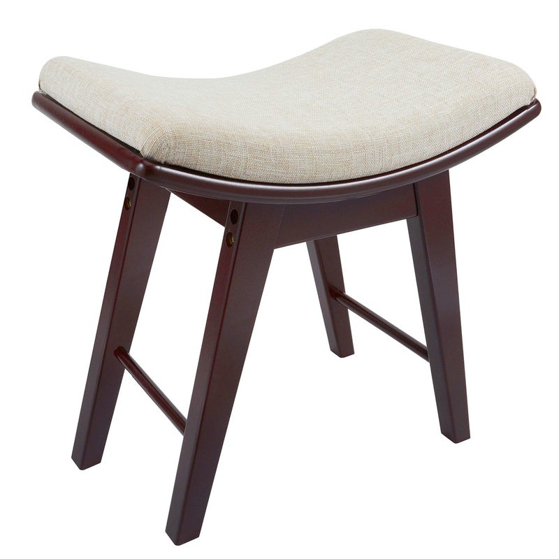 URFORESTIC Vanity Stool Modern Makeup Dressing Stool with Concave Seat SurfaceCapacity 300lb Easy Assembly Brown