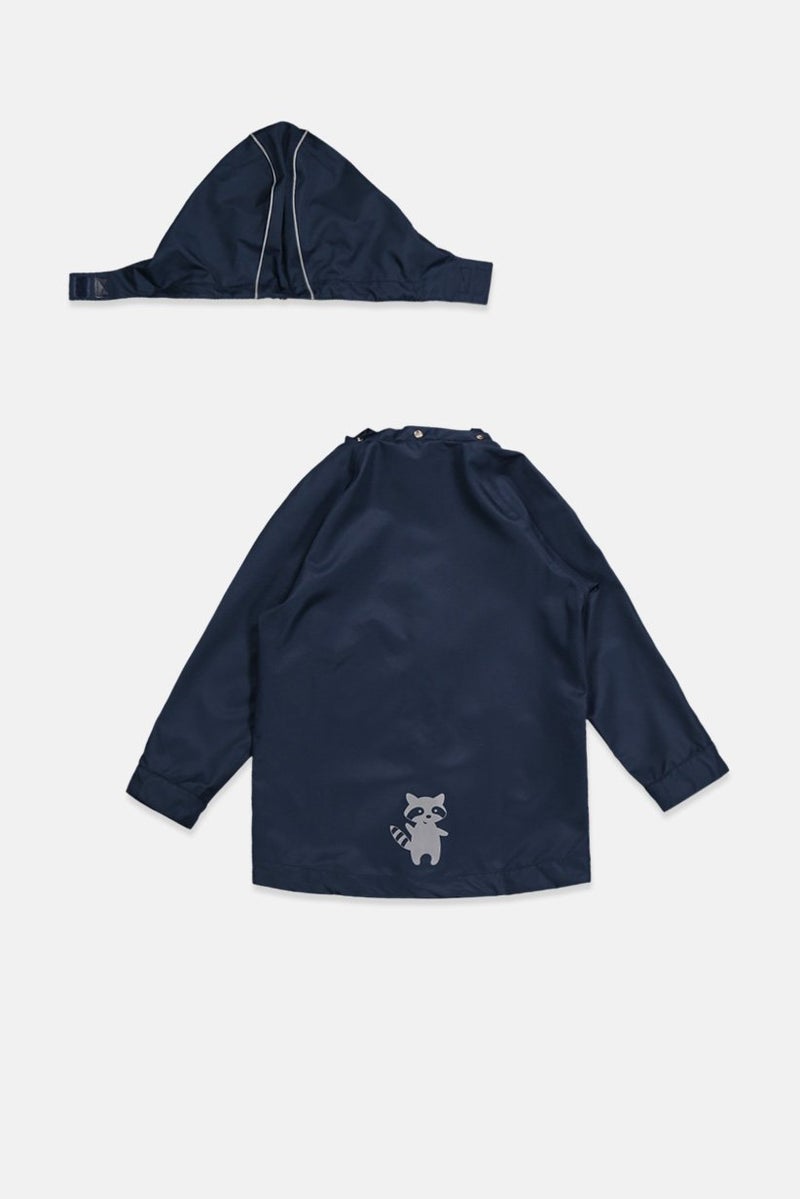 Tchibo Kids Boy Hooded Long Sleeve Plain Rain Jacket, Navy - Image 2