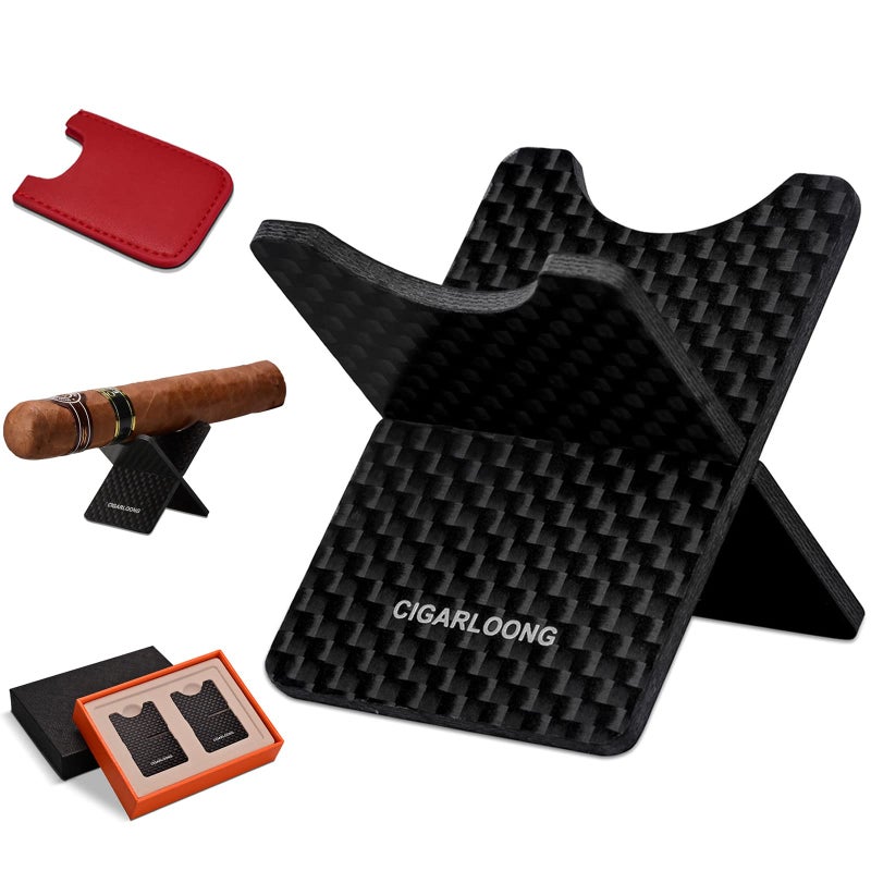 CIGARLOONG Cigar Stand Carbon Fiber Detachable Portable Cigar Travel Holder Rest ColorBlack