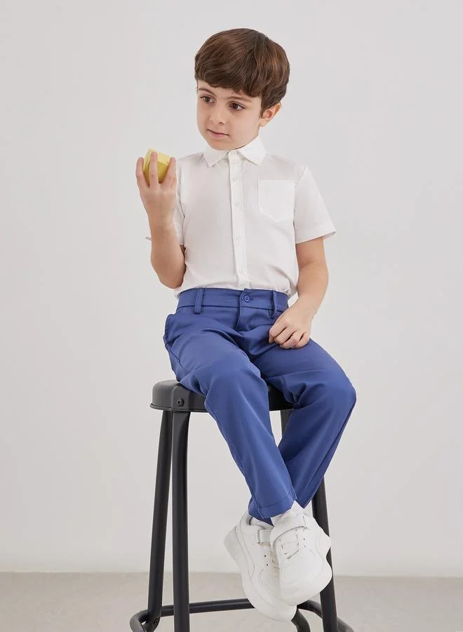 ستايلي Styli Boys Off White Collared Shirt with Pocket