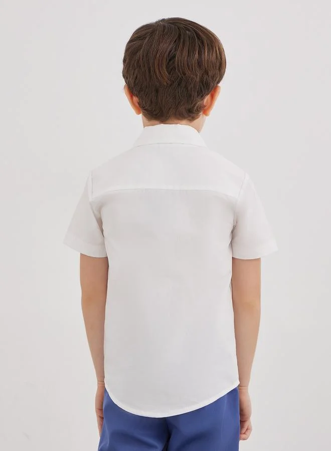 Styli Styli Boys School Uniform Off White Collared Shirt with Pocket