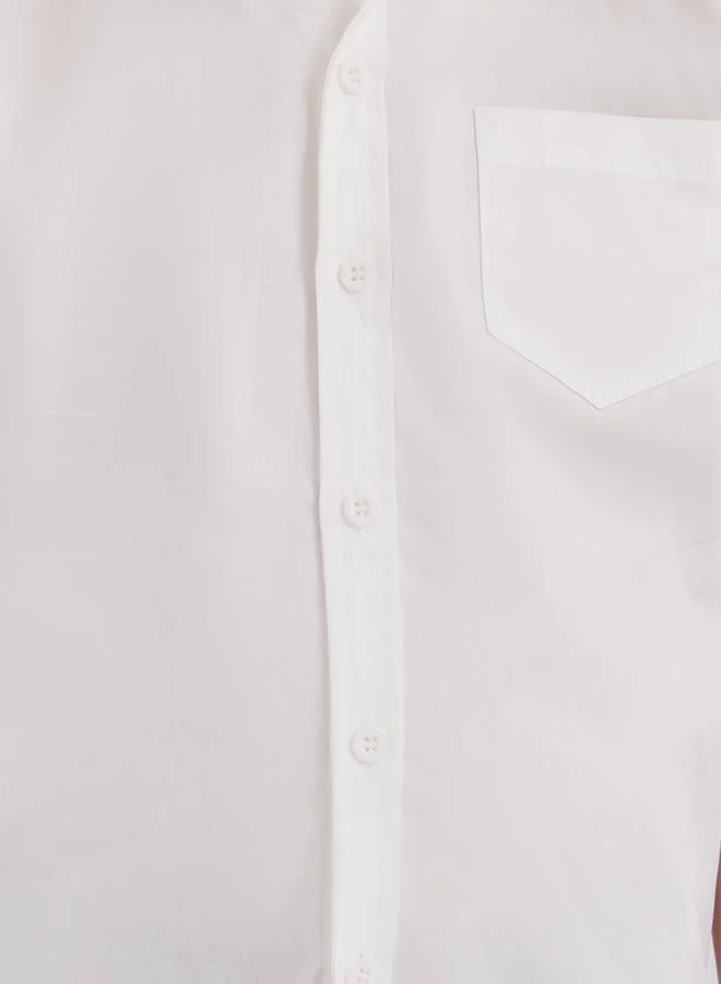 Styli Styli Boys School Uniform Off White Collared Shirt with Pocket