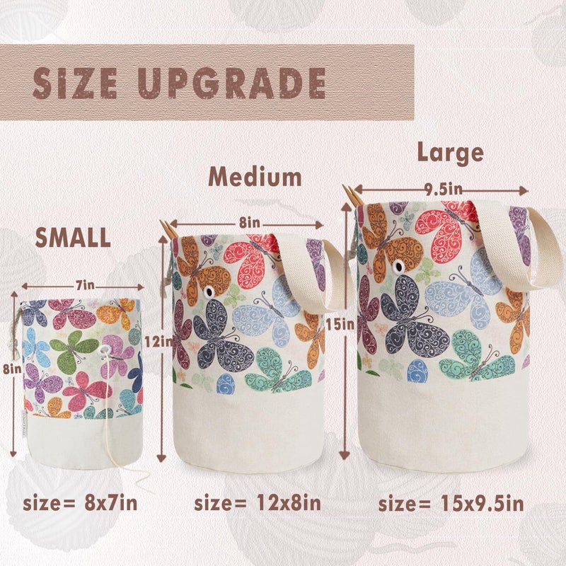 Togetrue Yarn Bag  Small Knitting Crochet Bag  Portable Yarn Storage Bags Organizer For Crocheting Project  Store Skein Ball  Short Knitting Needle (Butterfly) - Image 2
