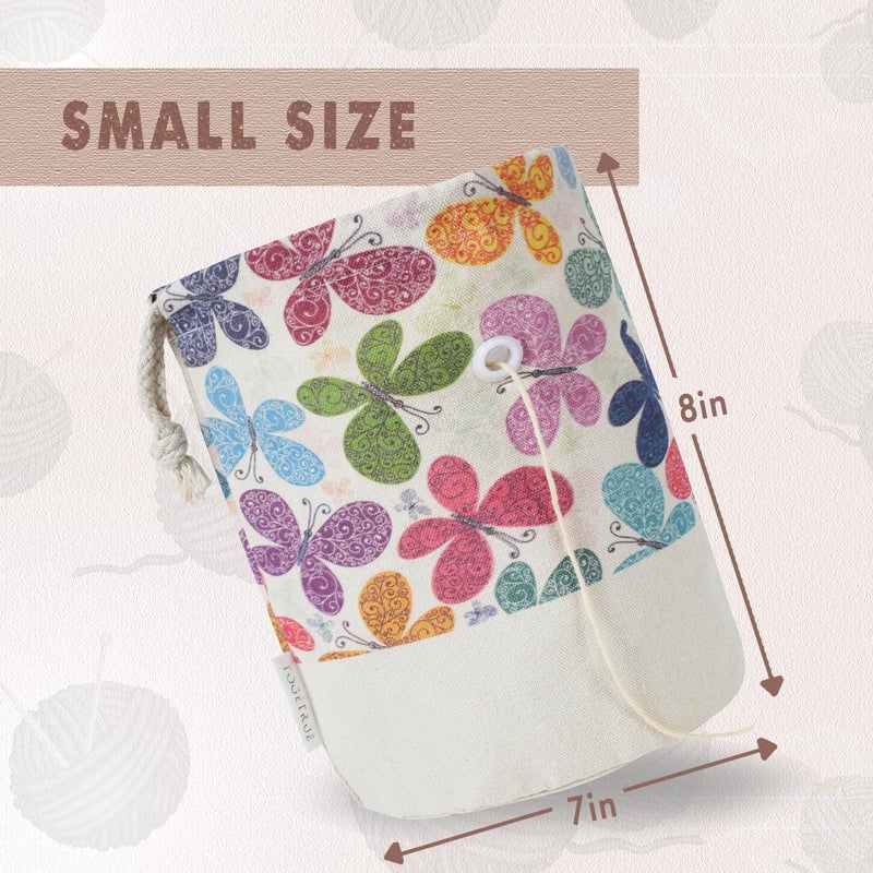 Togetrue Yarn Bag  Small Knitting Crochet Bag  Portable Yarn Storage Bags Organizer For Crocheting Project  Store Skein Ball  Short Knitting Needle (Butterfly) - Image 3