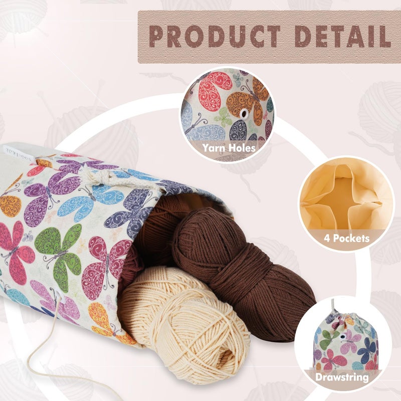 Togetrue Yarn Bag  Small Knitting Crochet Bag  Portable Yarn Storage Bags Organizer For Crocheting Project  Store Skein Ball  Short Knitting Needle (Butterfly) - Image 4