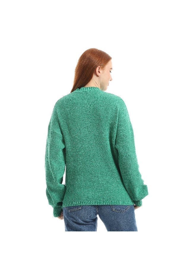 سيزار بلوفر صوف حريمي سادة برقبة دائرية - Image 3