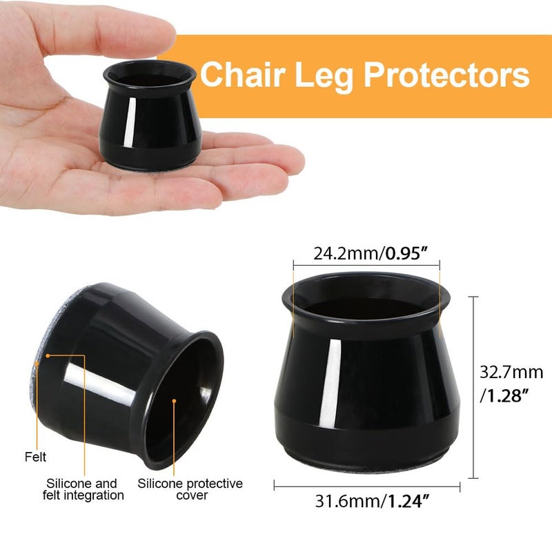 OASMU 32 Pcs Chair Leg Floor Protectors - Silicone Felt Pads, Scratch-Proof & Noise-Free, Easy Smooth Moving, Small Size (Fits Round Chair Legs: 5/16" to 1-5/16" Diameter)â€‹ - Image 3