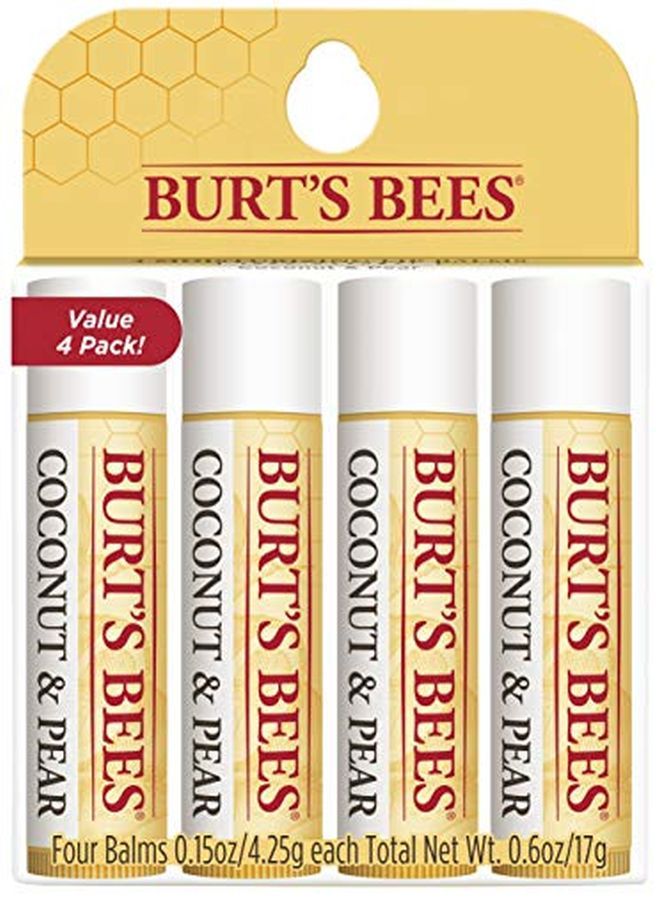 Burt's Bees 100% Natural Moisturizing Lip Balm, Coconut & Pear With Beeswax & Fruit Extracts - 4 Tubes - Image 1