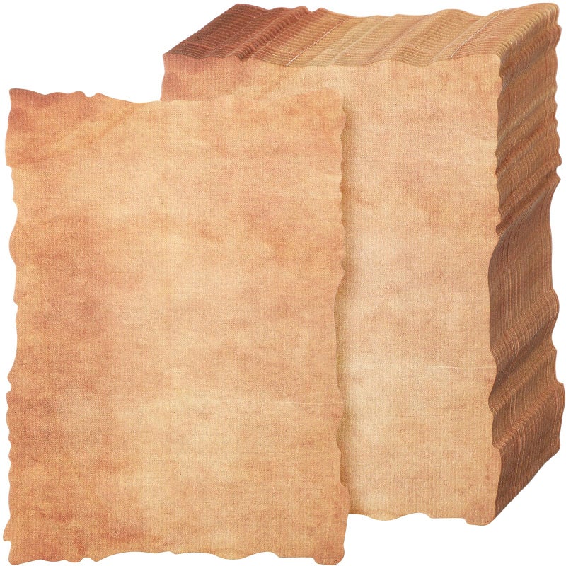 Harloon 100 Pcs Vintage Old Looking Cotton Watercolor Paper Cardstock Blank 200 GSM Thick Antiqued Deckle Edge Virgin Paper for Drawing Writing Printing Invitations Greeting 5x7 Inch