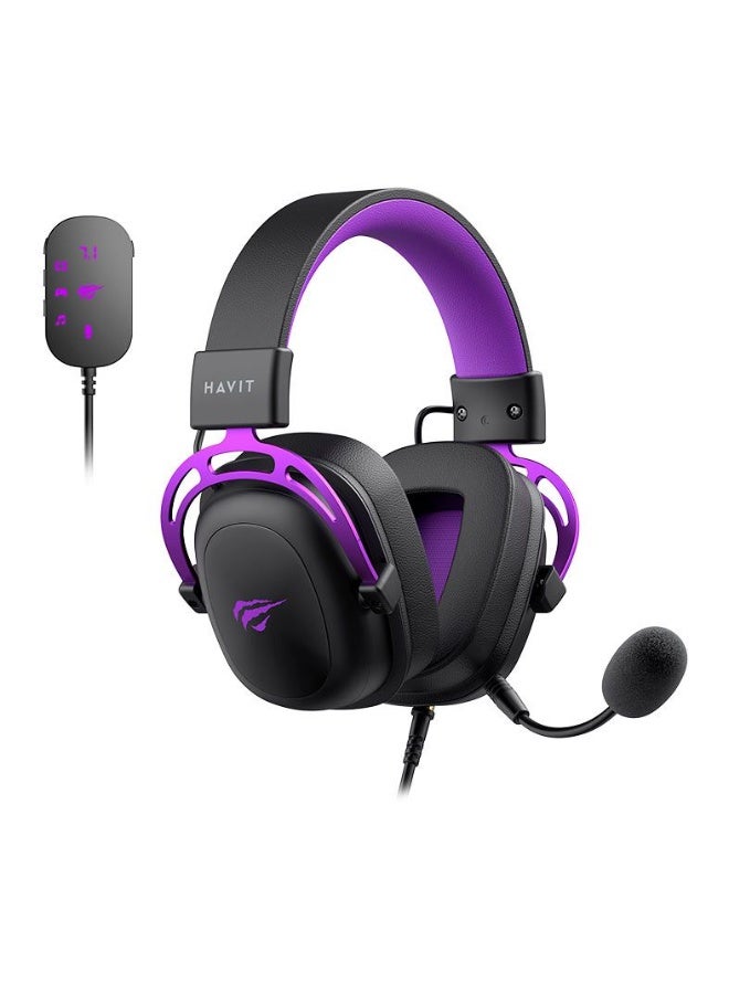 هافيت Headset Gamer Havit H2002C+U, 7.1 Surround, Drivers 53mm, Preto e Roxo, HVGMH-H2002C-U-BV - Image 3