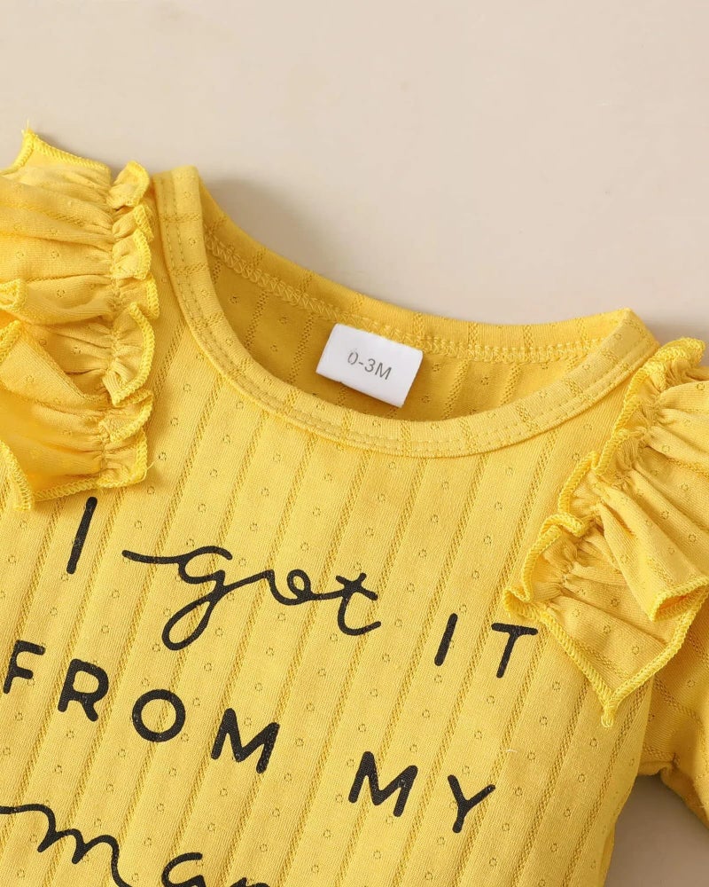 Mioglrie Baby Girl Clothes Newborn 0-3 Months Summer Outfits Infant Ruffle Sleeve Rompers Yellow Floral Skirt Shorts Set Cute Baby Girls' Clothing - Image 3