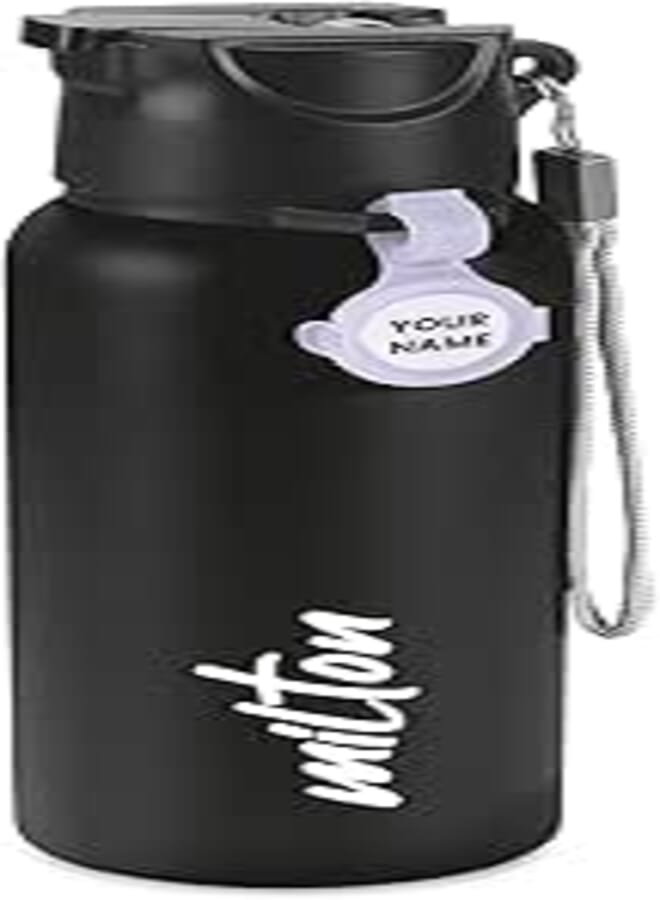 MILTON Sipstar 600 Stainless Steel Water Bottle with Sipper Lid, 560 ml, Black | Single walled | Leak Proof | Easy Grip | Easy to Carry | Gym Bottle | Home | Kitchen | Treking Bottle | Travel Bottle