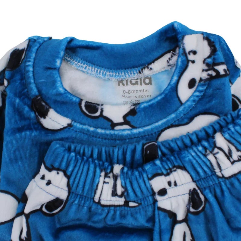Kidia Baby Boys Velvet Thermal Set - Blue with Dogs Print - Image 3