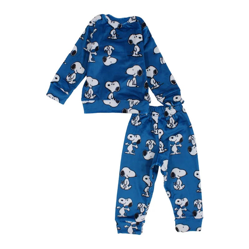 Kidia Baby Boys Velvet Thermal Set - Blue with Dogs Print - Image 2