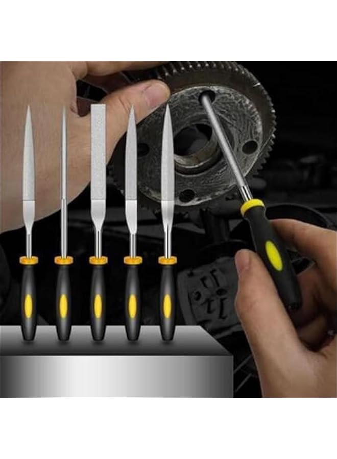 MOXO 10 Diamond Needle File Set for Metal Gl Agate and Jewelry Cutting and Buffing  4 x 160mm Handheld Files in Flat Warding Square Triangular Round and HalfRound Shapes - Image 4