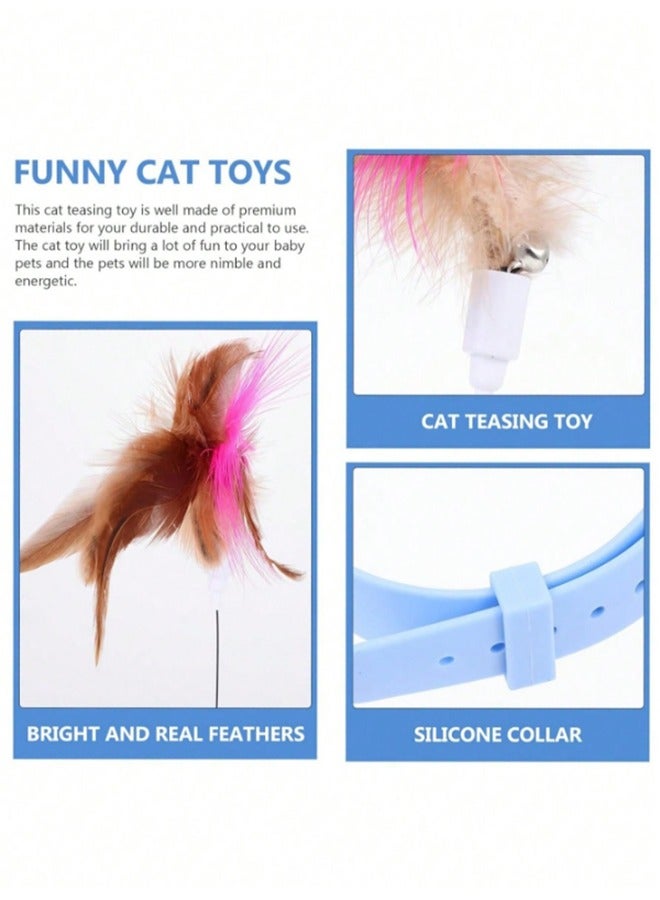 Interactive Cat Wands Cat Teaser Wand Collar Toys Silicone Collar Hands Toy Interactive Kitten Toys with Bell for Play and Exercise Cat Wand （Random color） - Image 5