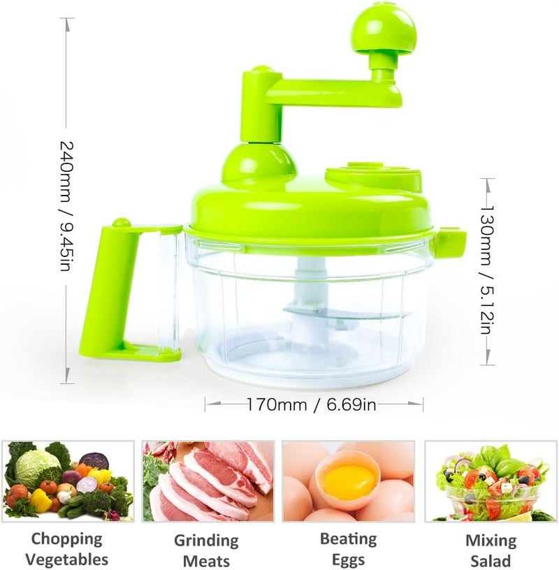 Cambom Manual Vegetable Cutter Food Processor 8 in 1 - Chopper, Mixer, Blender, Whipper, Egg Separator, Mincer, Grinder, Dicer with Clear Container 1200ml BPA Free - Image 3