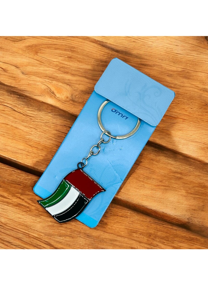 MARIO DRAFTS Mario Drafts UAE Flag Metal Keychain, Tricolour Design, Silver Chain  - Image 3