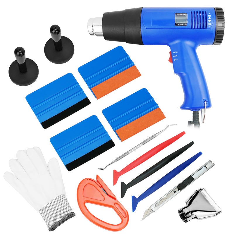 CARTINTS Professional Vinyl Wrap Tool Kit for Glass Protective Film Installing Window Tint Application Including Heat Gun Squeegees Vinyl Magnet Work Gloves Vinyl Knife Utility Knife