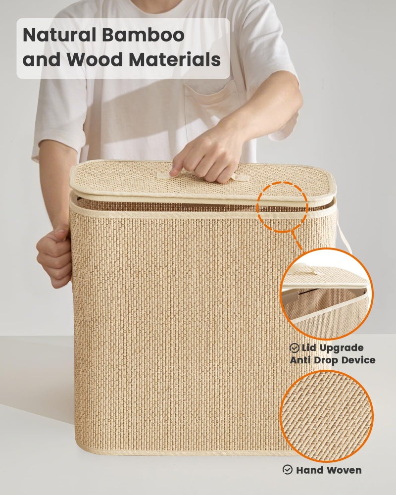 WAOHANAZ Bamboo Toilet Paper Storage Basket with Lid & Handle - 32L Large Capacity Handwoven Bathroom Organizer for 16 Rolls - Sturdy Stand Holder for Toilet Paper Organization, Light Natural - Image 5