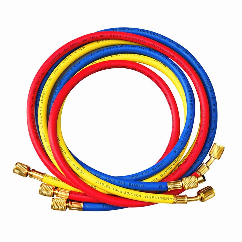 ANTFEES AC Charging Hose Tube, 72" HVAC Gauges Hoses Refrigerant Charging Hose for R134A R12 R22 R502 Manifold Gauge Hoses Set, 3pcs - Image 1