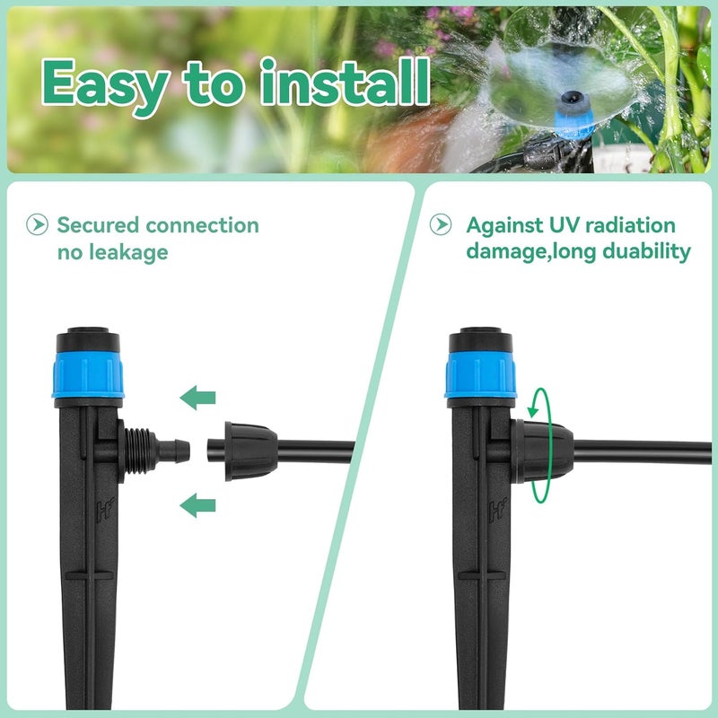 La Farah Drip Irrigation Emitters for 1/4" Tubing: Adjustable 360 Degree Water Flow Drippers with Lock Barbed - Drip Spray Emitters Parts for Garden Watering System (25pcs) | Adjustable 360 Degree Water Flow, Lock Barbed, Drip Spray Emitters Parts, Garden Watering System - Image 3