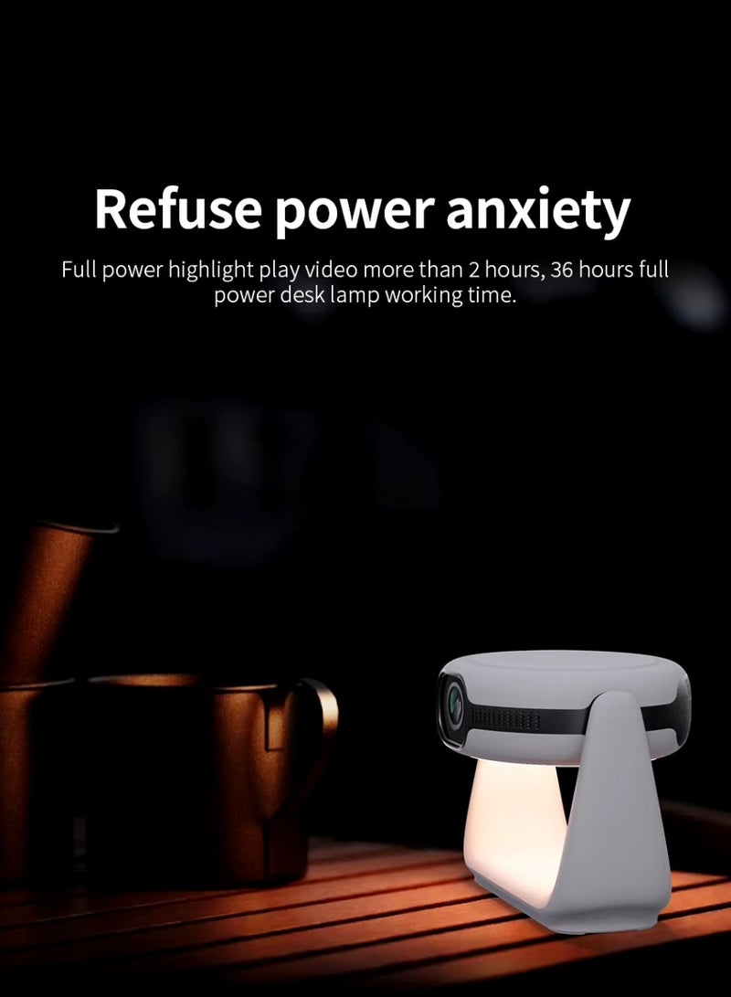 DIGI CORE K1 Smart Projector 4K Mini Projector Auto Keystone Correction Portable Projector 380 ASNI Lumens Android11 ​​Built-In Battery 5G WIFI 5 Bluetooth Auto Focus HD 1080P Smart Projector 180 Inches Screen Display Lamp 4K Cinema Projector 230 Degree Rotating With Desk Lamp Light White - Image 4