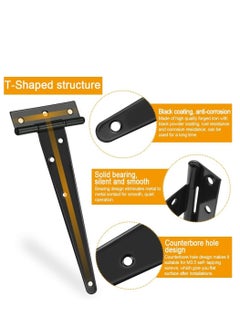 Y&D T Hinges, 2 Pcs 300mm Black Metal Shed Heavy Duty Rustproof Garden Gate Hinges Fitting, with 14 Screws, Ideal for Doors, Doors and Barn 12 Inch  - Image 3