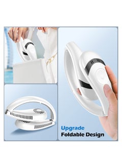 Generic Neck Fan, 5000mAh Foldable Bladeless Fan 360° Cooling Wearable Personal Fan, Rechargeable Hand-free Neck Fan with 3 Speeds, For Outdoor, Home, Office, School, Camping (White)  - Image 4