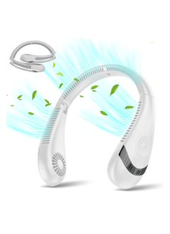Generic Neck Fan, 5000mAh Foldable Bladeless Fan 360° Cooling Wearable Personal Fan, Rechargeable Hand-free Neck Fan with 3 Speeds, For Outdoor, Home, Office, School, Camping (White)  - Image 1