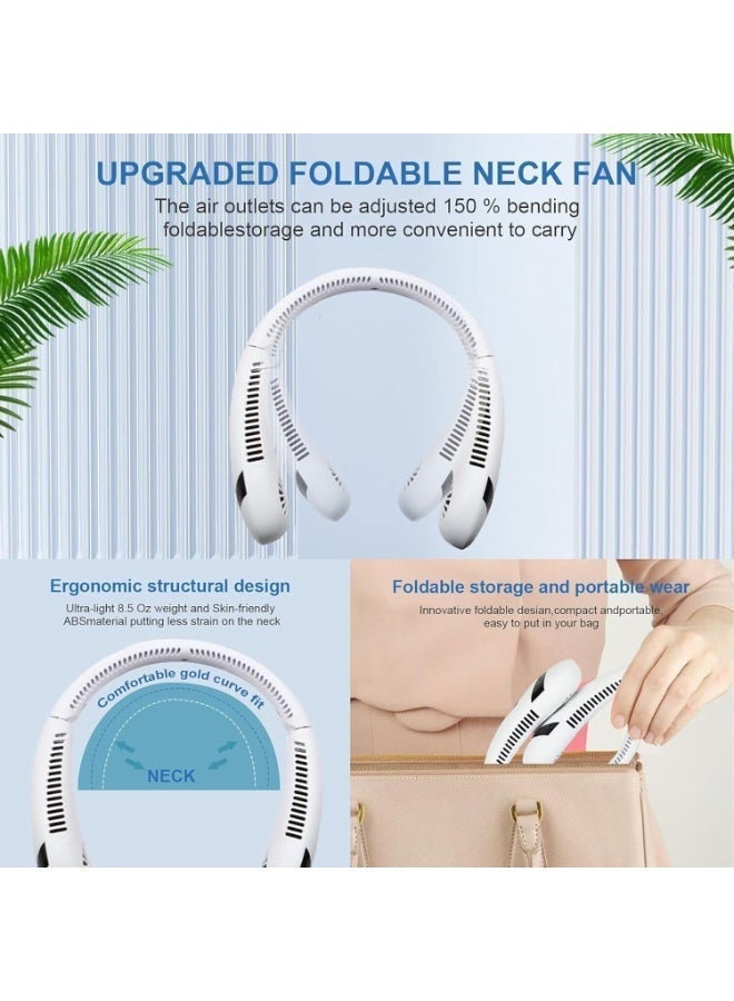 Neck Fan, Neck Air Conditioner, 3-Speed Adjustable, Portable Neck Fan, Bladeless Neck Cooling Fan, 5000mAh USB Rechargeable, Suitable for Sports, Travel, Outdoor and Indoor (White) - Image 5