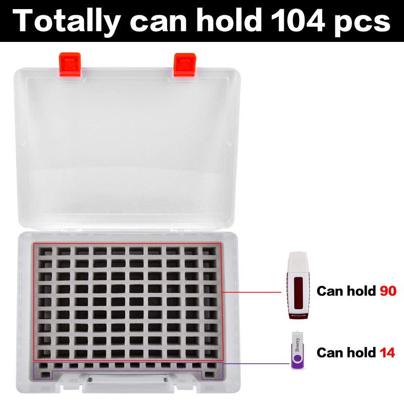 FULLCASE Flash Drive Case USB Memory Stick SD Card Storage Organizer- Holds 104pcs Thumb Drives Electronic Accessories Holder for Sandisk/for Samsung/for Inland/for PNY/for Netac (White) - Image 3