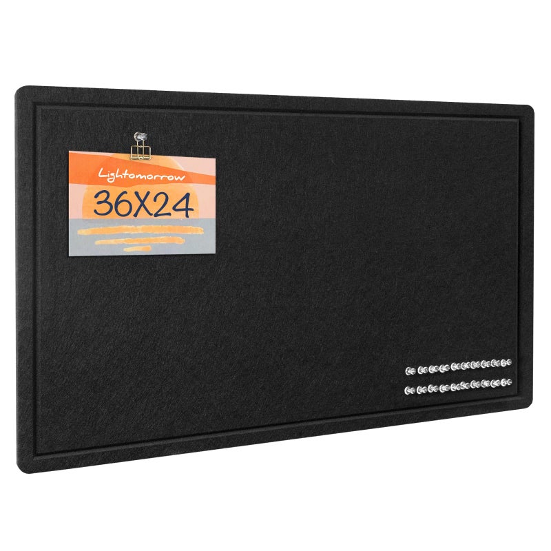 Lightomorrow Bulletin Board, 36 x 24 inches Felt Board - Decorative Pin Board, Cork Board Alternative for Wall, 3' x 2' Foldable Self-Adhesive Vision Board Prayer Board with 20 Pushpins - Black - Image 1
