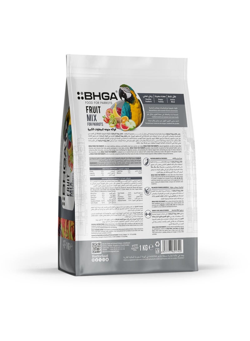 بهجه مزيج فواكه ممتاز للببغاوات 1 كجم – طعام طبيعي للطيور مع فيتامينات ومعادن | تغذية متوازنة وصحية للببغاوات الكبيرة - Image 2