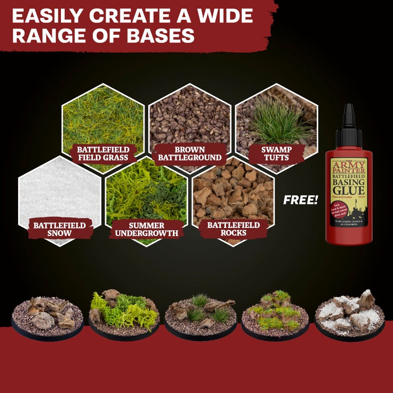 The Army Painter Battlefields Basing Set - Static Grass for Miniature Terrain Basing set - Static Grass & Free Basing Glue, Woodland Scenic Static Grass, Scenery Flocks - Master Quality Game Miniature - Image 3