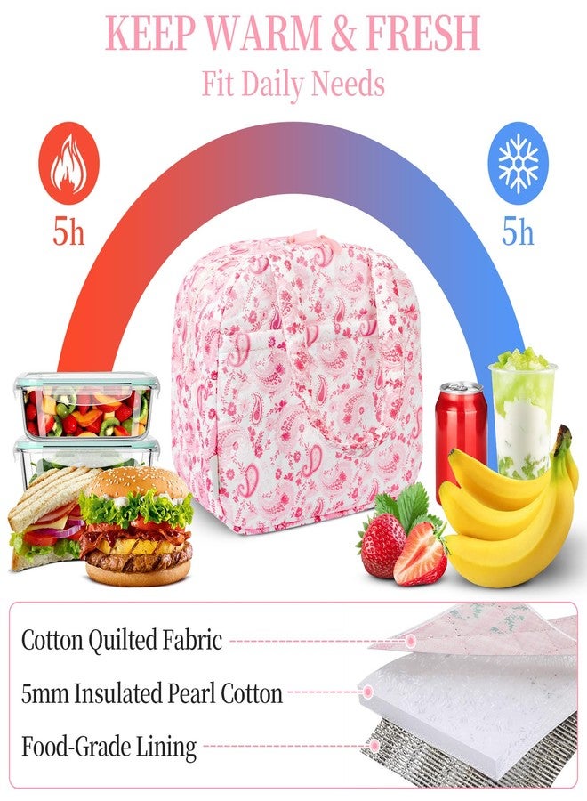WOBAGMEN Quilted Lunch Box for Women,Lunch Box for Teen Girls,Cute Lunch Bags for Work, School,Office,Picnic,Travel (peisili) - Image 4