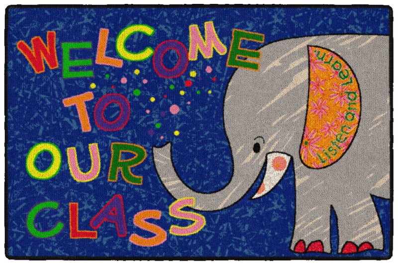 Flagship Carpets Childrens Multicolor Welcome Mat for Classroom or Kids Home School Room Kids Room and Playroom or Entryway Rug 2 x 3 Elephant