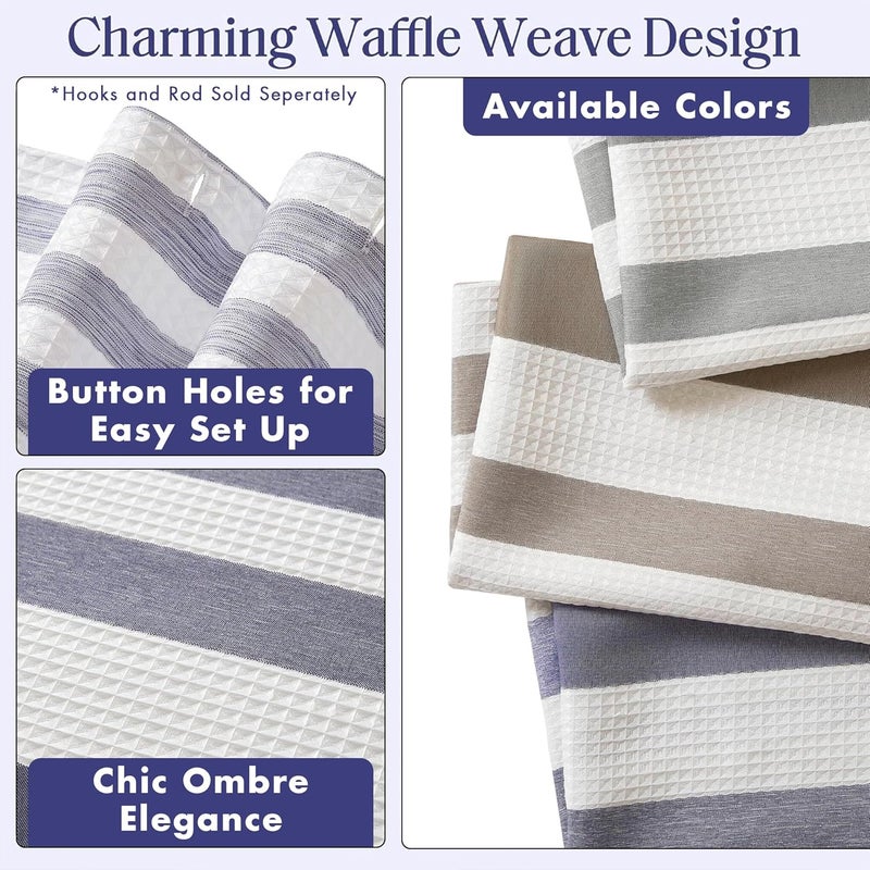 madison park Shower Curtain Spa Waffle Weave Shower Curtain for Bathroom 3M Scotchgard Moisture Management, Spa Quality Modern Shower Curtains for Bathroom, Standard: 72x72 Blue Ombre - Image 3