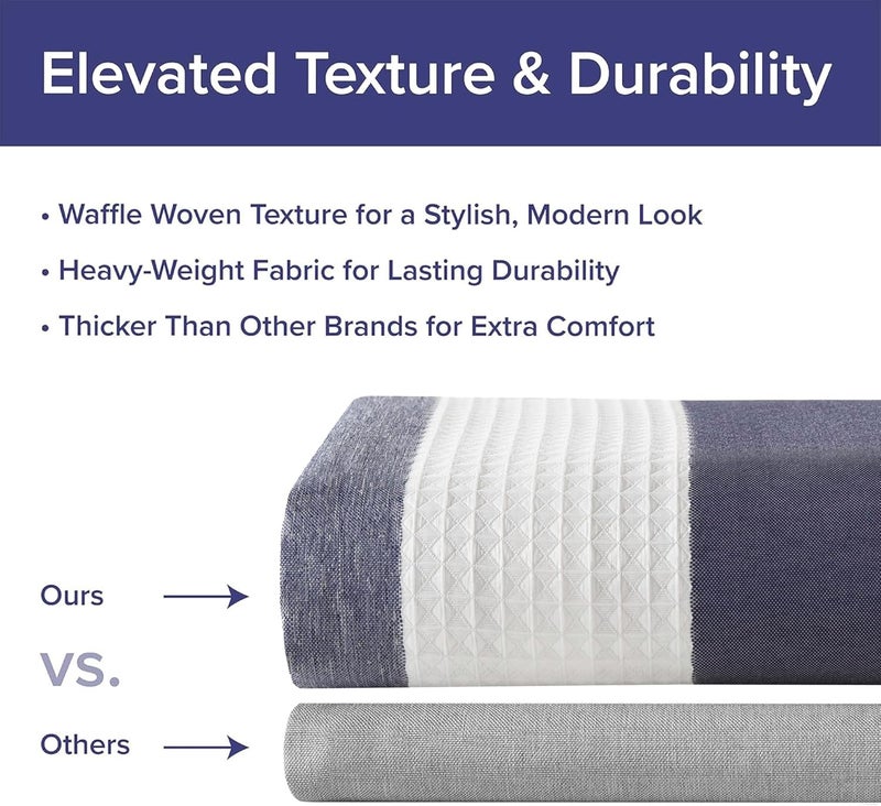 madison park Shower Curtain Spa Waffle Weave Shower Curtain for Bathroom 3M Scotchgard Moisture Management, Spa Quality Modern Shower Curtains for Bathroom, Standard: 72x72 Blue Ombre - Image 5